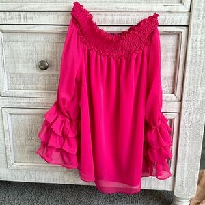 Pink off the shoulder blouse!